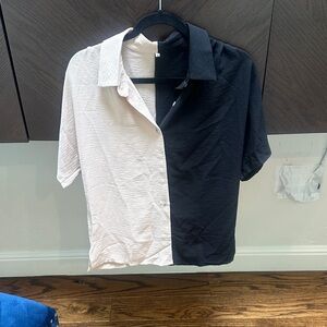 Women’s Black and tan button down blouse